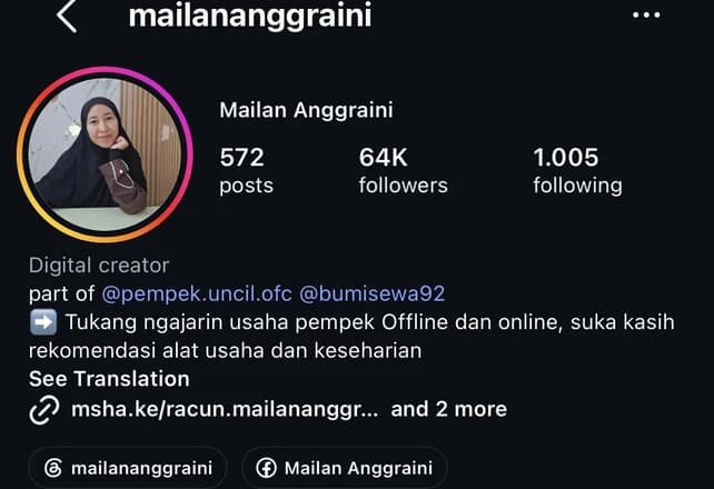 mailananggraini — 64 ribu follower di Instagram