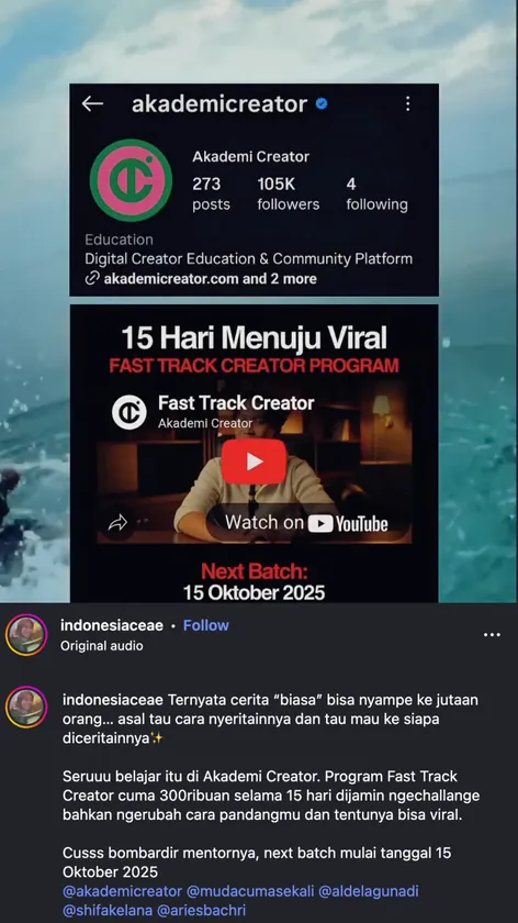 Postingan @indonesiaceae yang viral setelah ikut Fast Track Creator Program